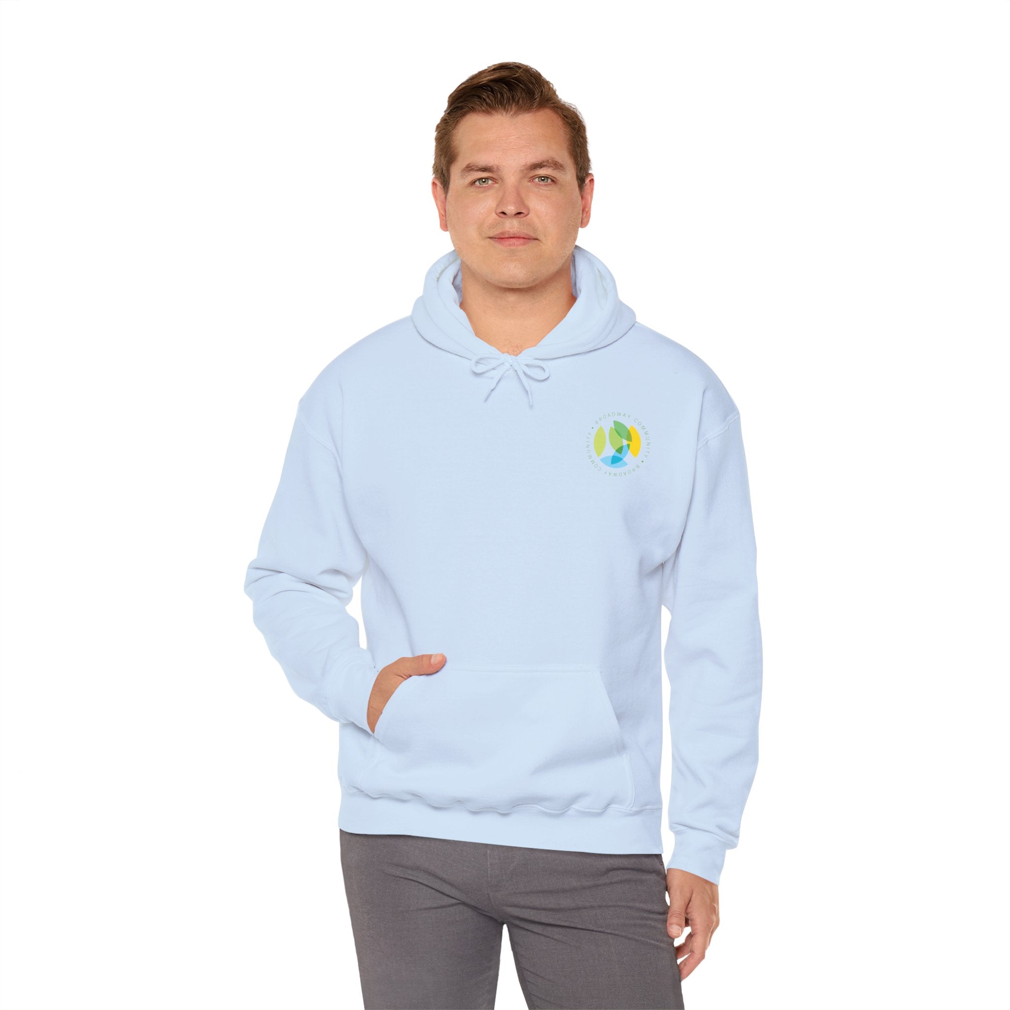Serving New Yorkers Light Blue Hoodie - Broadway Community Collection